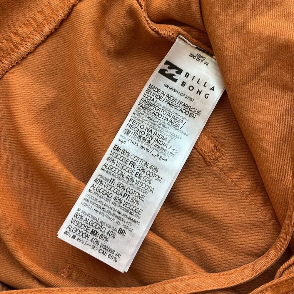 Billabong Wild Pursuit Overall Short Romper, Orange - Picture 6 of 11